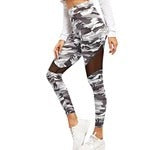 Stylish Camouflage Print Mesh Panel Yoga Sports Leggings for Active Living