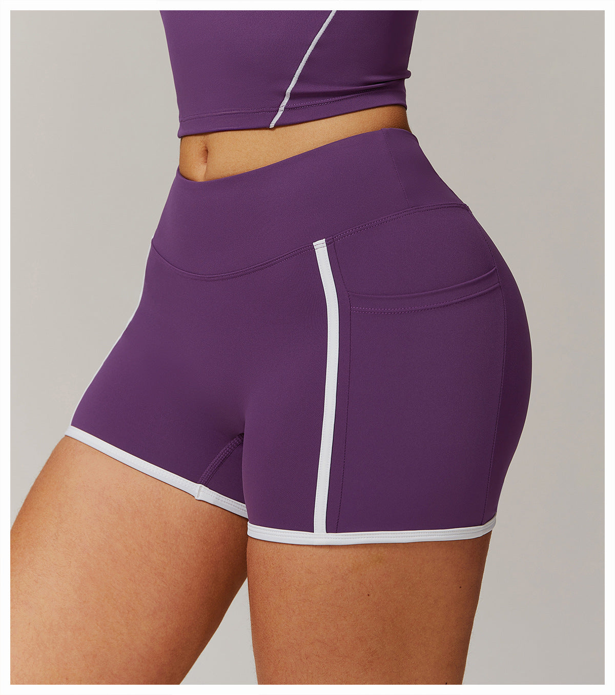 High Waist Nude Feel Performance Shorts with Side Pockets for Yoga and Active Training