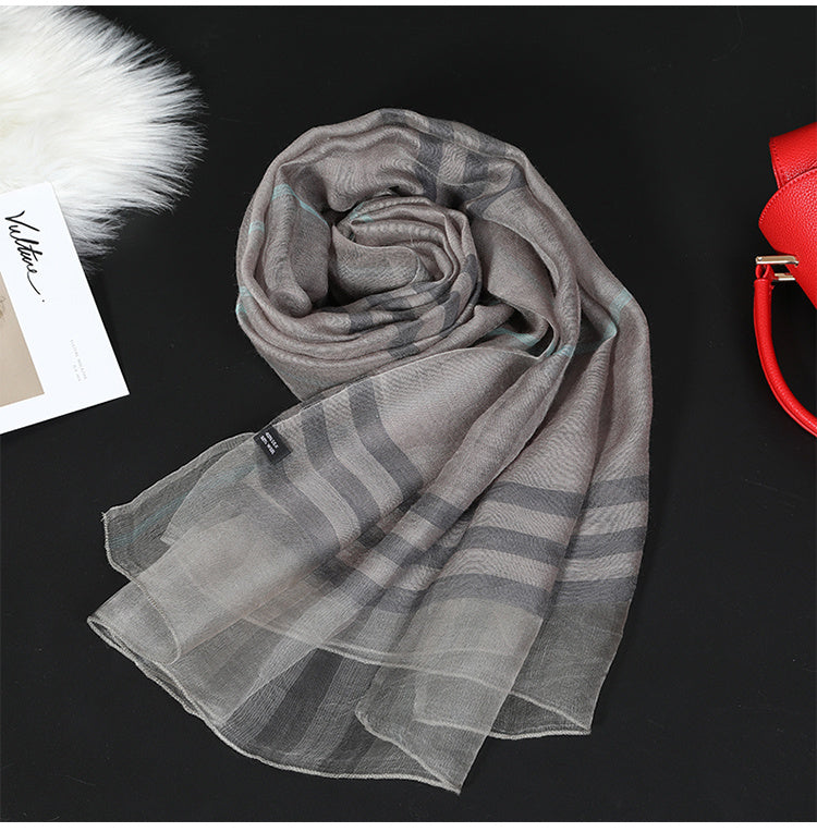 Classic Plaid Silk Scarf for Women - Versatile Style
