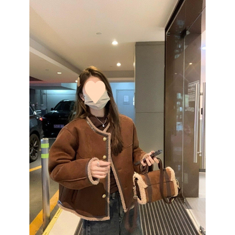 Fashion Personality Lambswool Suede Fur Coat Women