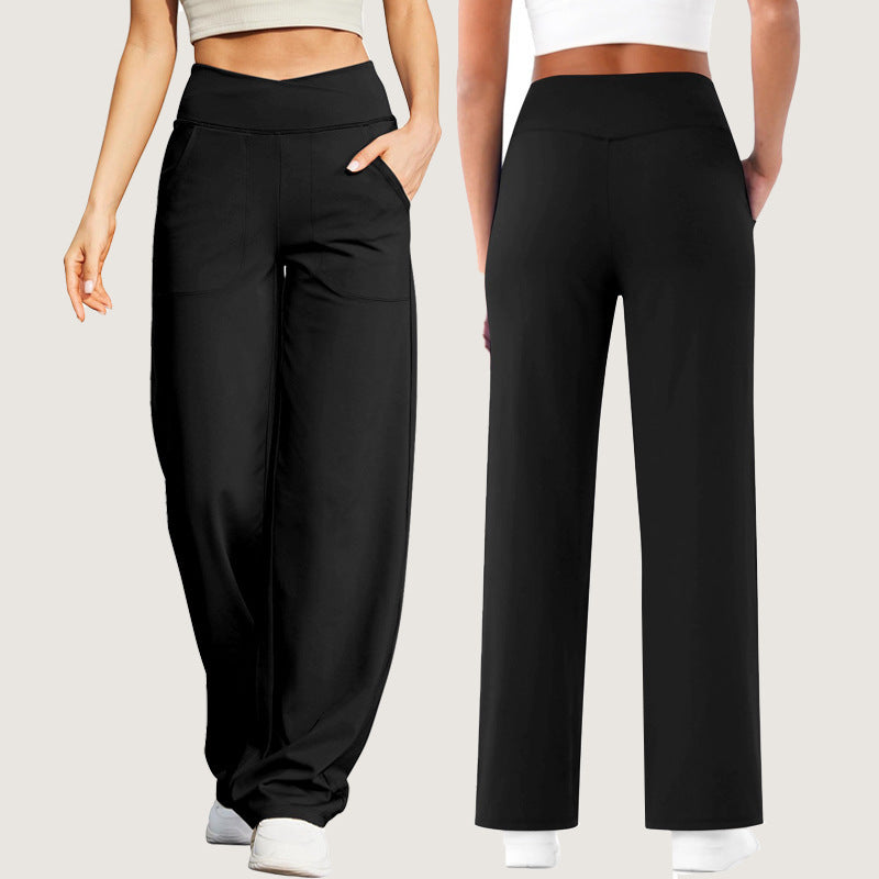 Comfort Nude Feel V-Waist Activewear Pants with Pockets - Yoga & Casual