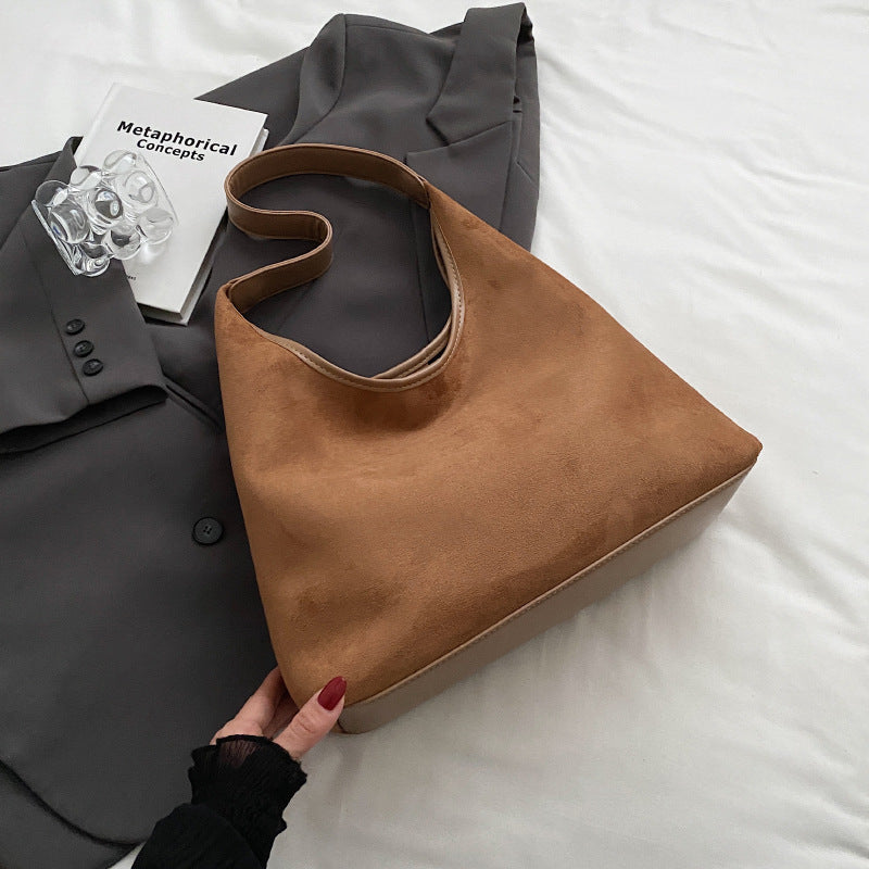 Chic Suede Hobo Shoulder Tote Bag