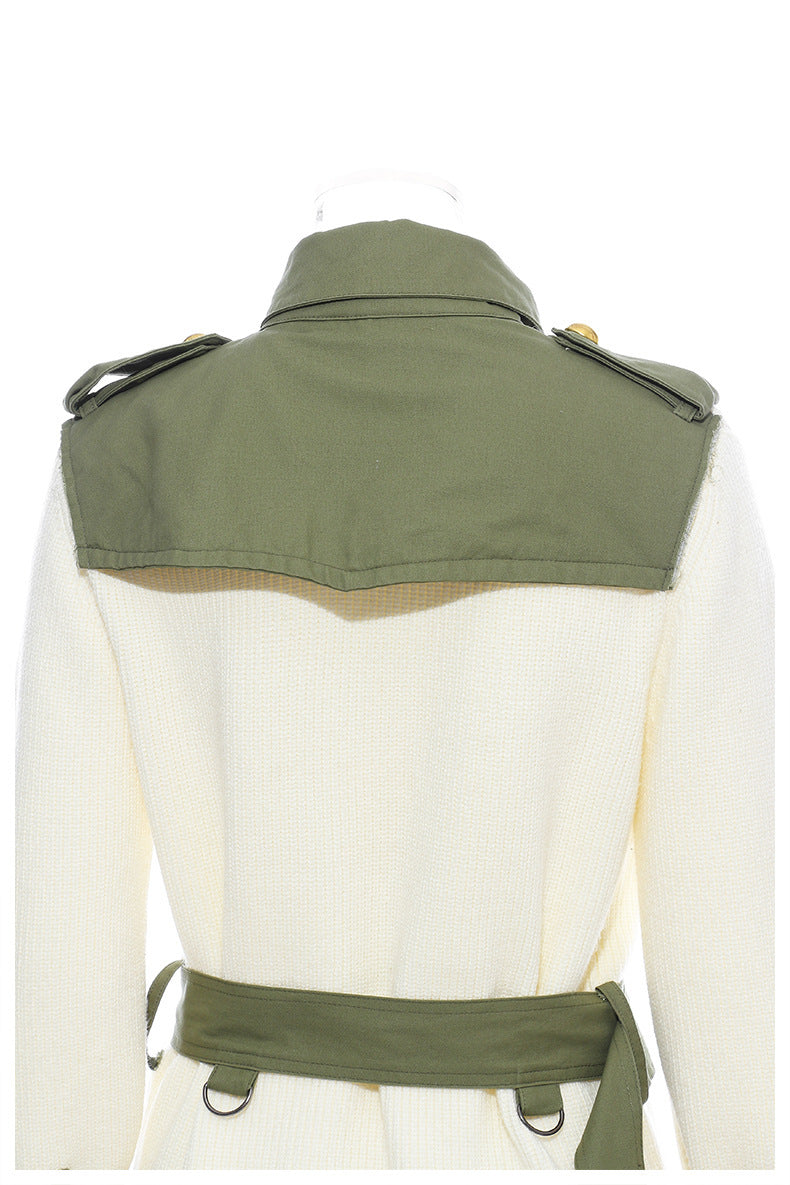 Sofia Color Block Knit Trench Coat