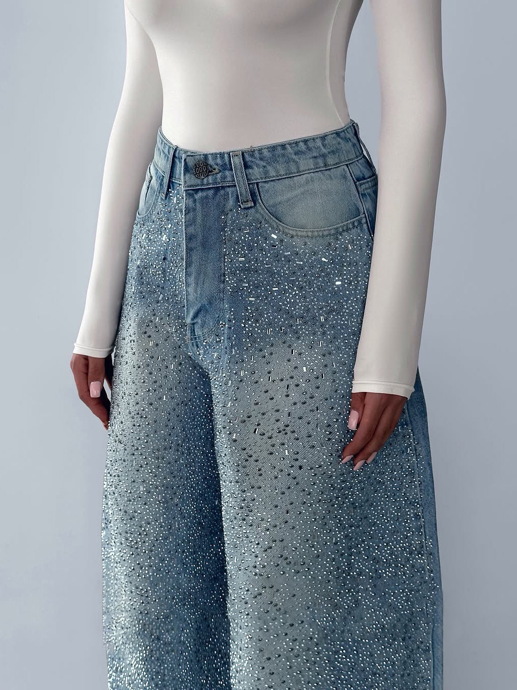 Stardust Rhinestone Wide-Leg Jeans