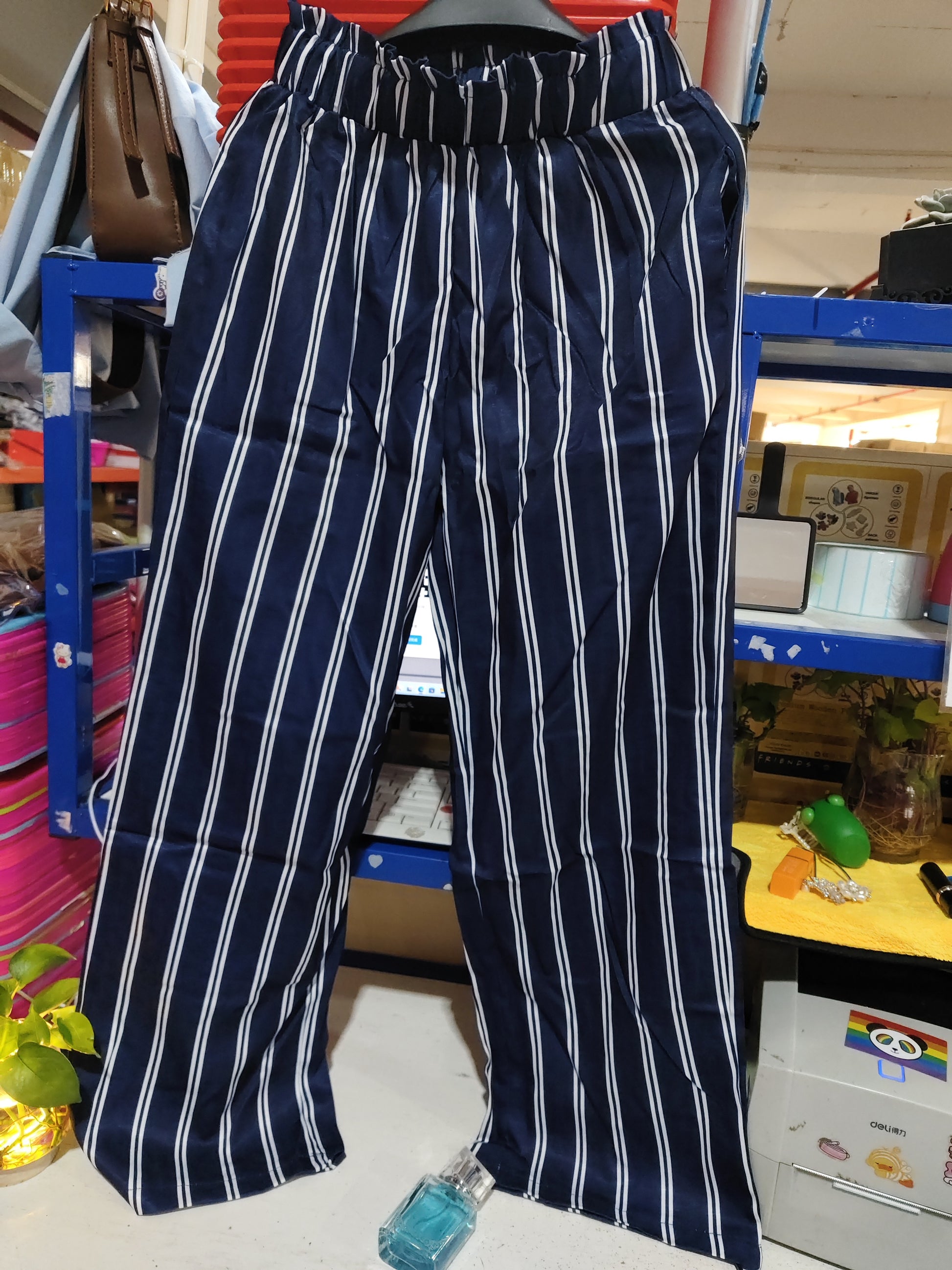 Chic Striped High-Waist Wide-Leg Pants for Women