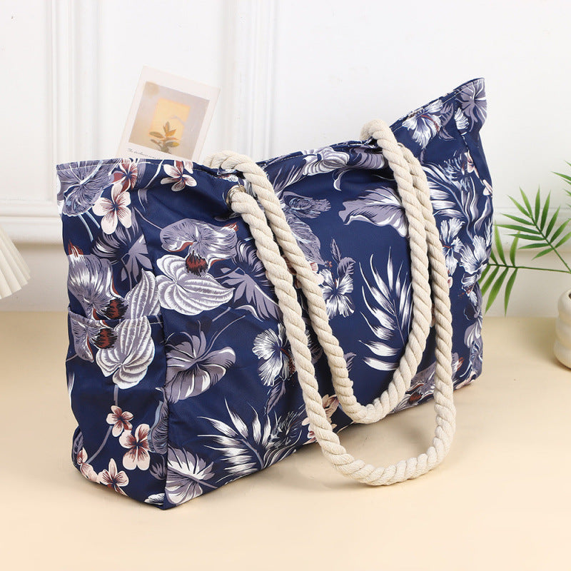 Large Canvas Beach Tote Bag for Women - Tropical & Versatile