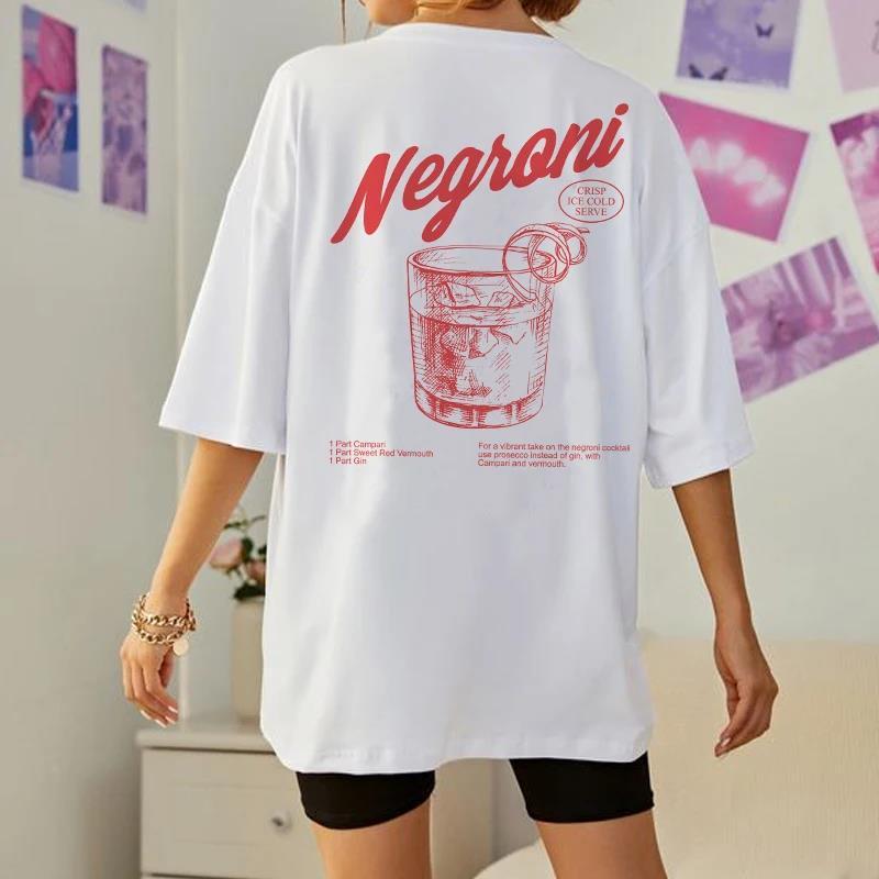 Retro Cocktail Graphic Oversized T-Shirt - Casual Chic Women's Tee