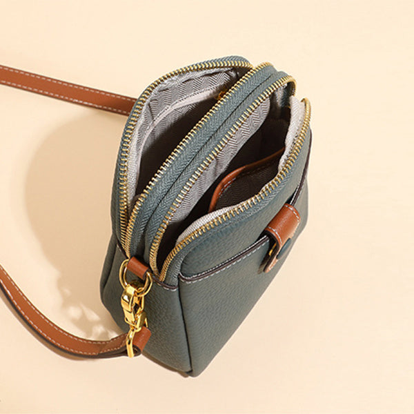 Chic Leather Crossbody Phone Bag for Women - Compact & Stylish