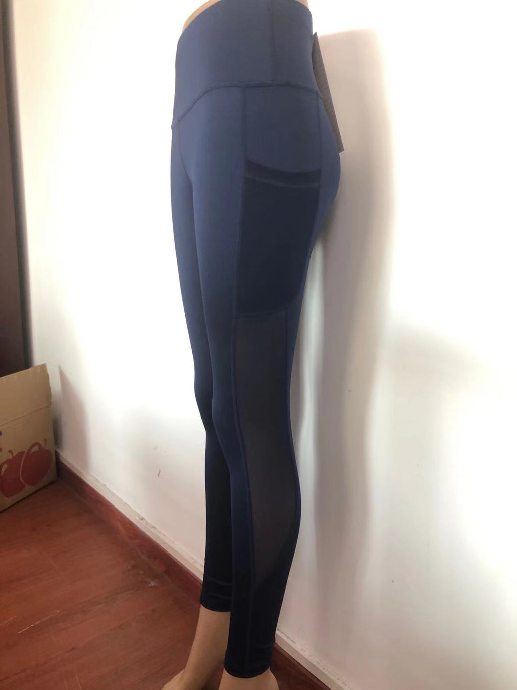 High Waisted Breathable Mesh Panel Active Leggings with Side Pocket
