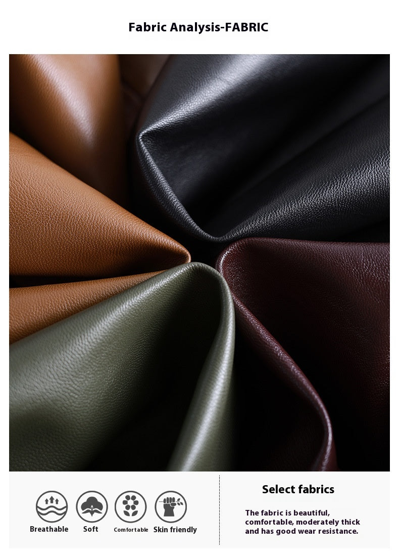 Elegant A-Line Faux Leather Midi Skirt with High Waist and Belt for Women