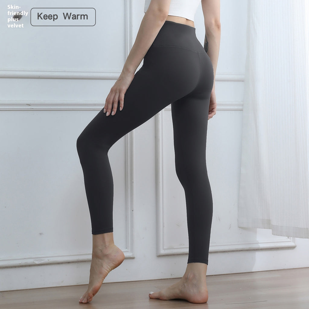Thickened Traceless High Waisted Fleece Lined Activewear Leggings for Yoga and Fitness