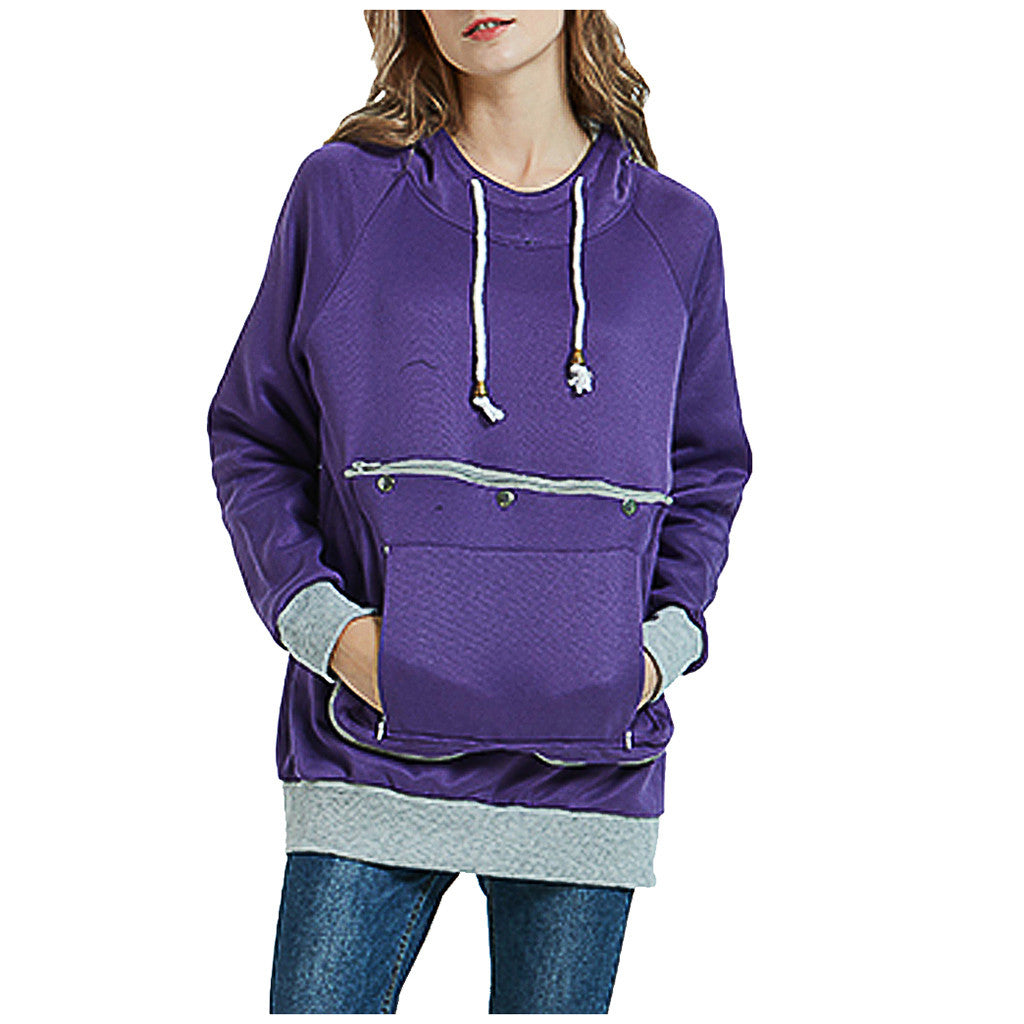 Cozy Cotton Blend Casual Hooded Sweatshirt with Functional Pockets and Drawstring