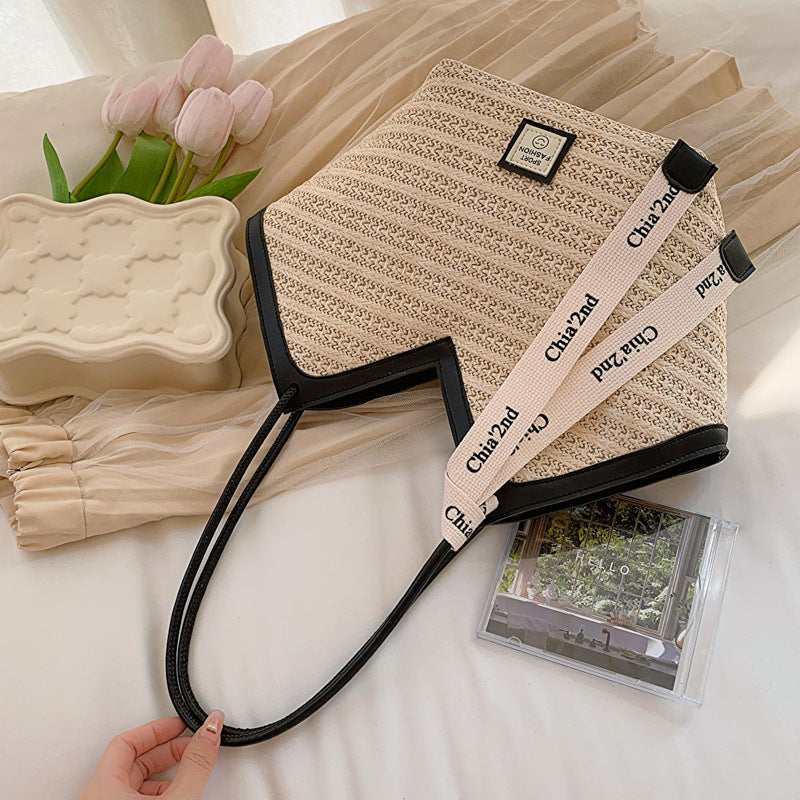 Chic Straw Tote Bag - Large Capacity Commuter Handbag