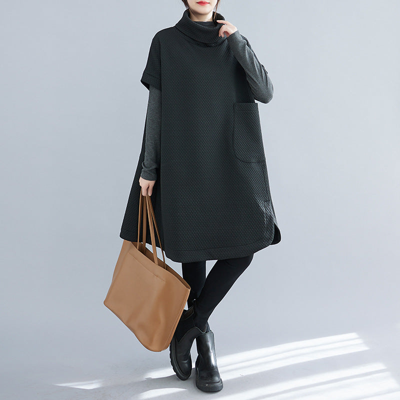 Cozy Chic Turtleneck A Line Pullover Dress with Pockets Perfect for Everyday Comfort