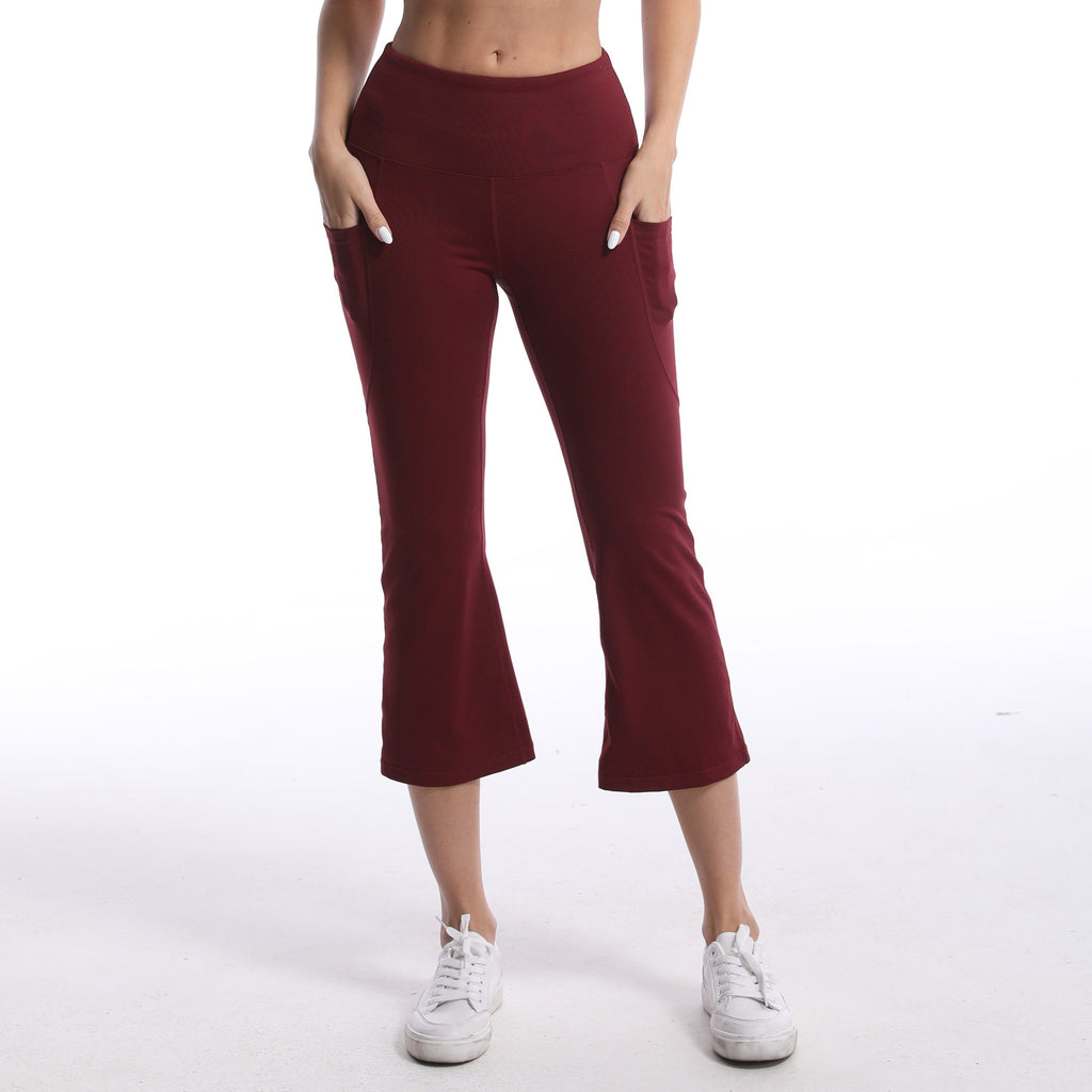Excellent Nude Feel Cropped Yoga Leggings with Pockets & Hip Lift