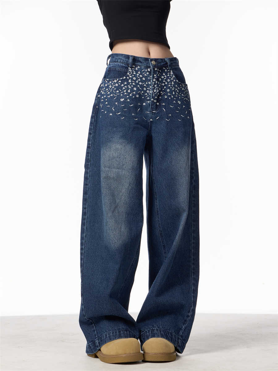 Women's Vintage Embroidered Wide-Leg Jeans