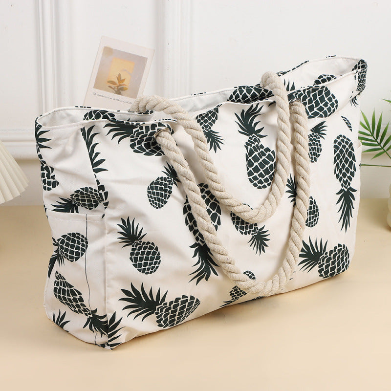 Large Canvas Beach Tote Bag for Women - Tropical & Versatile