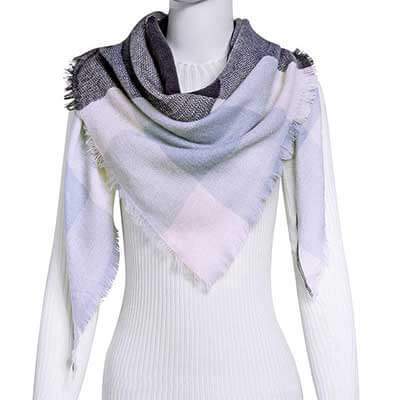 Cozy Plaid Triangle Shawl Scarf