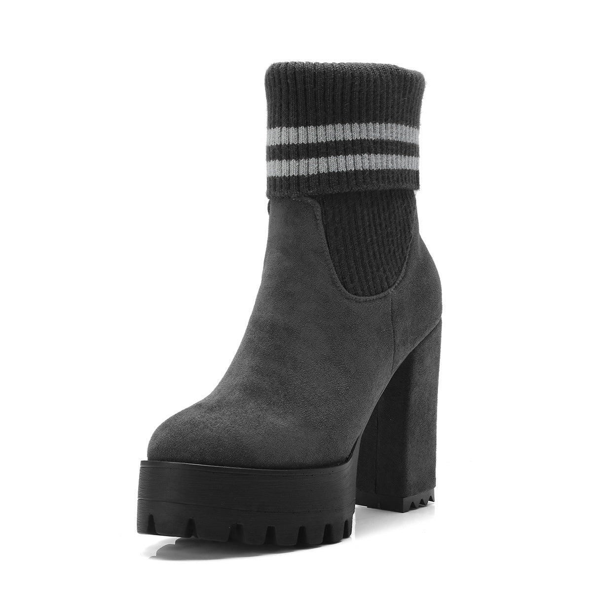Stylish Platform Knit Ankle Boots