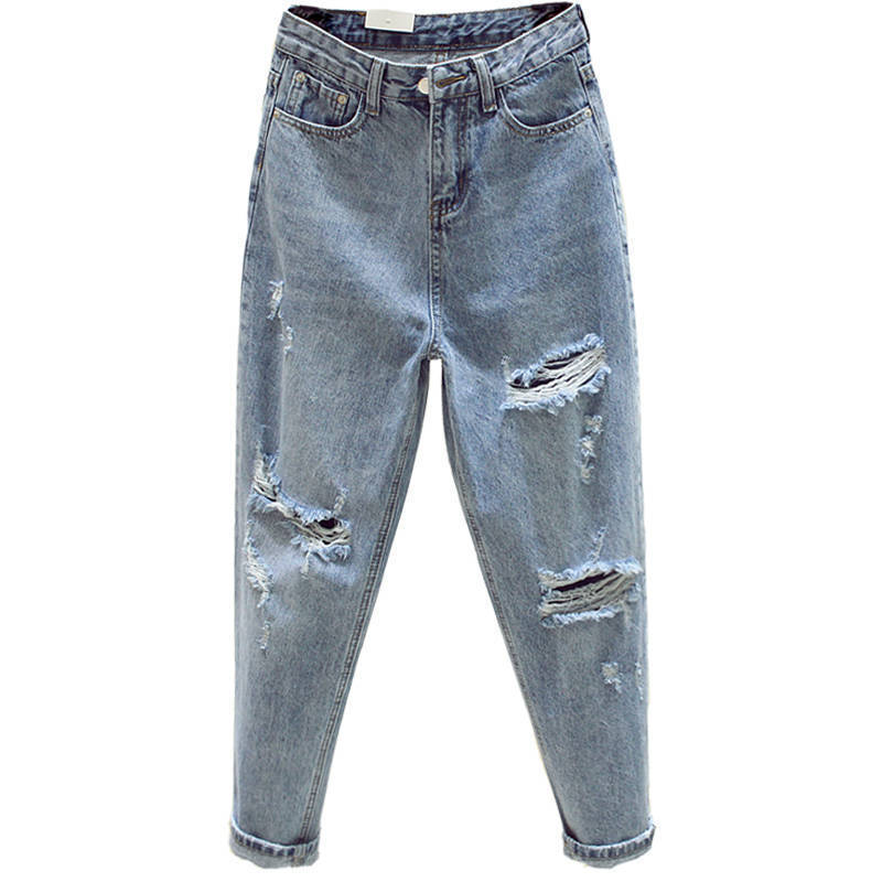 Riley Distressed High-Waist Boyfriend Jeans
