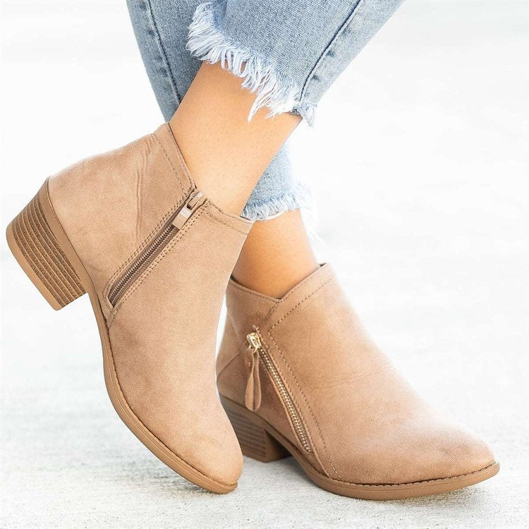 Chic Suede Side-Zip Ankle Boots