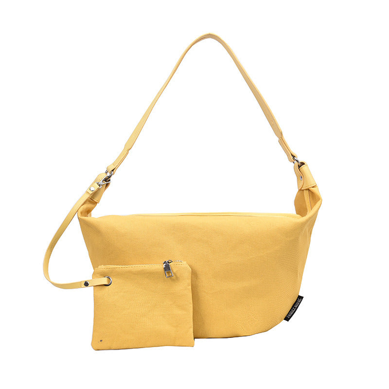 Chic Canvas Crossbody Bag for Women - Fashionable Dumpling Purse