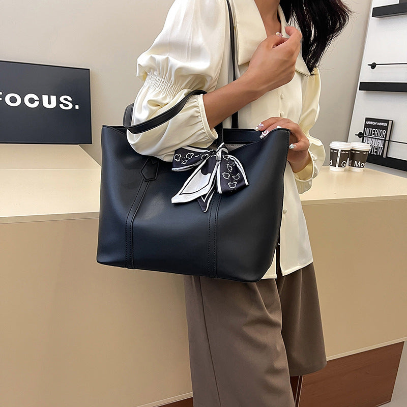 Chic Korean Style PU Leather Tote Bag for Women | Everyday Fashion Shoulder Bag