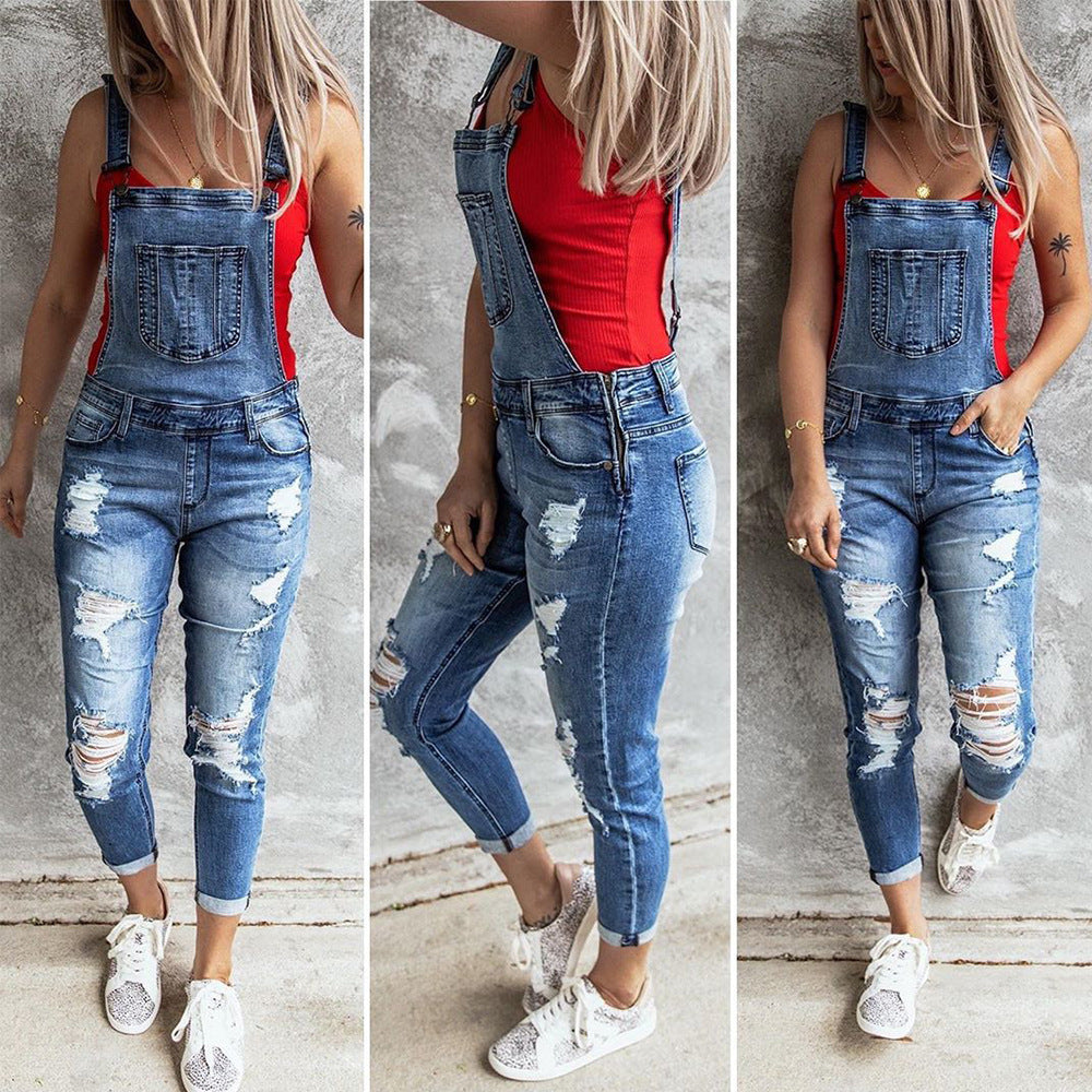 Urban Rebel Ripped Denim Overalls