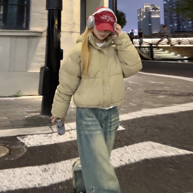 Cozy Oversized Short Hooded Puffer Jacket for Everyday Winter Comfort