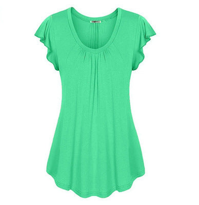 Women's Casual Cotton Tunic Top with Flutter Sleeves - Plus Size Available