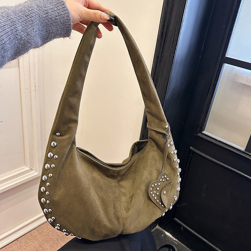 Trendy Studded Plush Underarm Shoulder Bag - Women's Chic Handbag