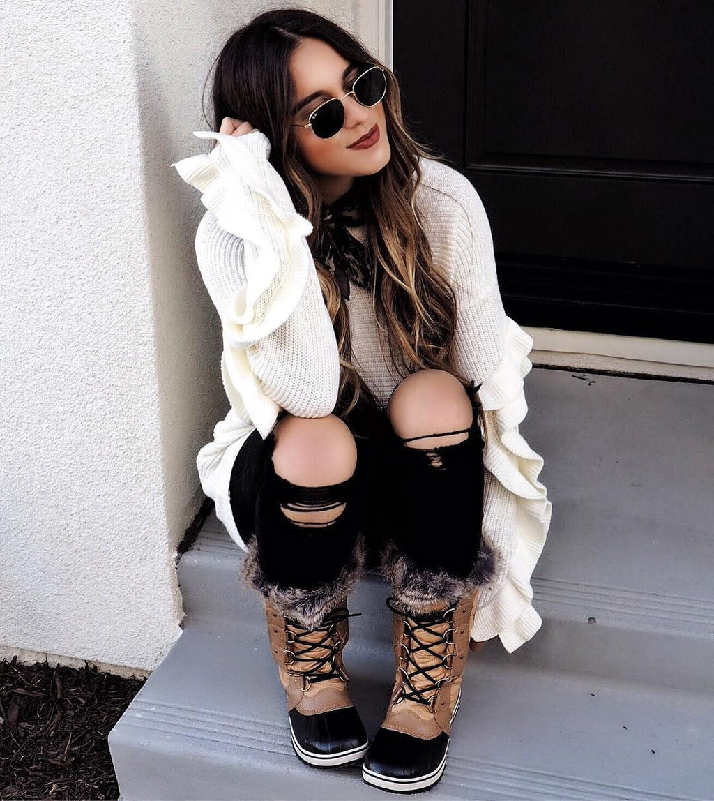 Adeline Ruffle Sleeve Knit Sweater