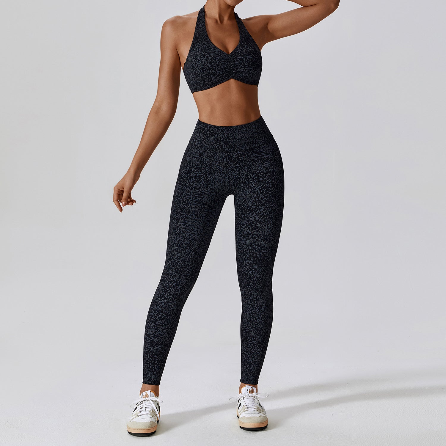 Nude Feel Floral Print Quick Dry Yoga and Workout Activewear Set