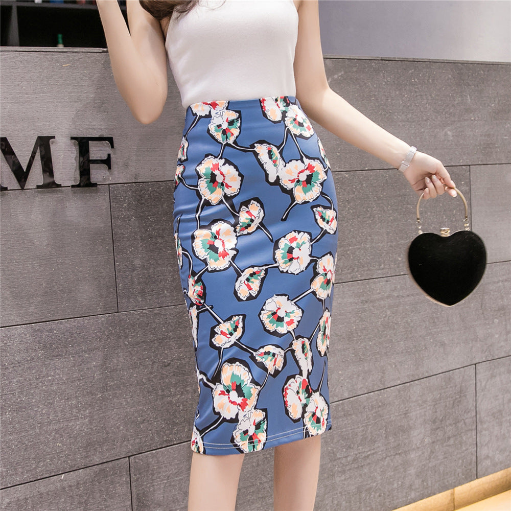 High-Waisted Floral Print Midi Pencil Skirt for Everyday Elegance