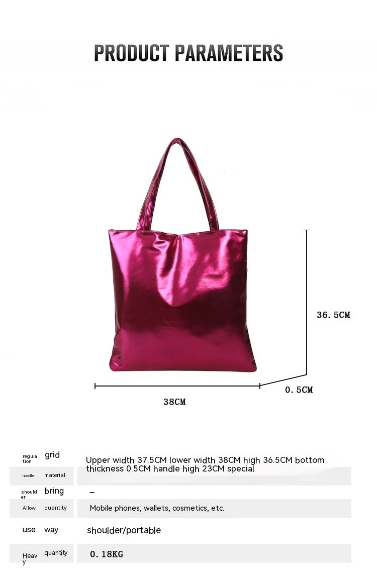 Trendy Metallic Shine Soft Tote Bag