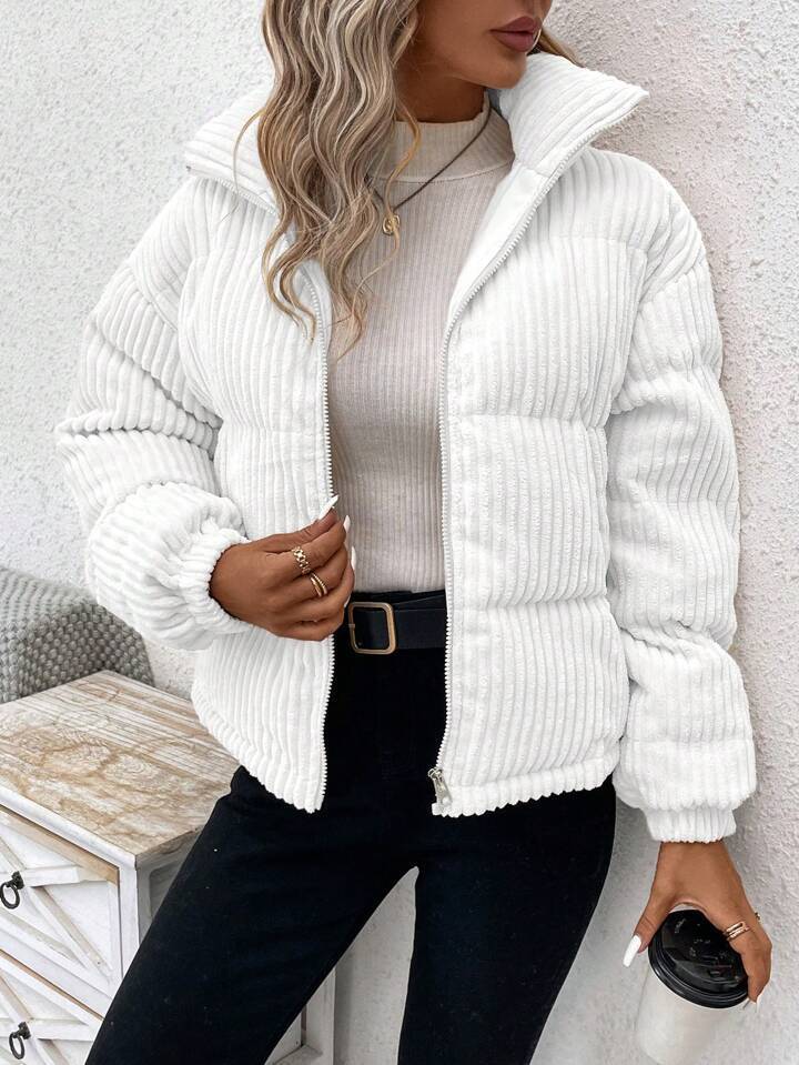 Cozy Thickened Corduroy Cotton Puffer Jacket for Winter Style