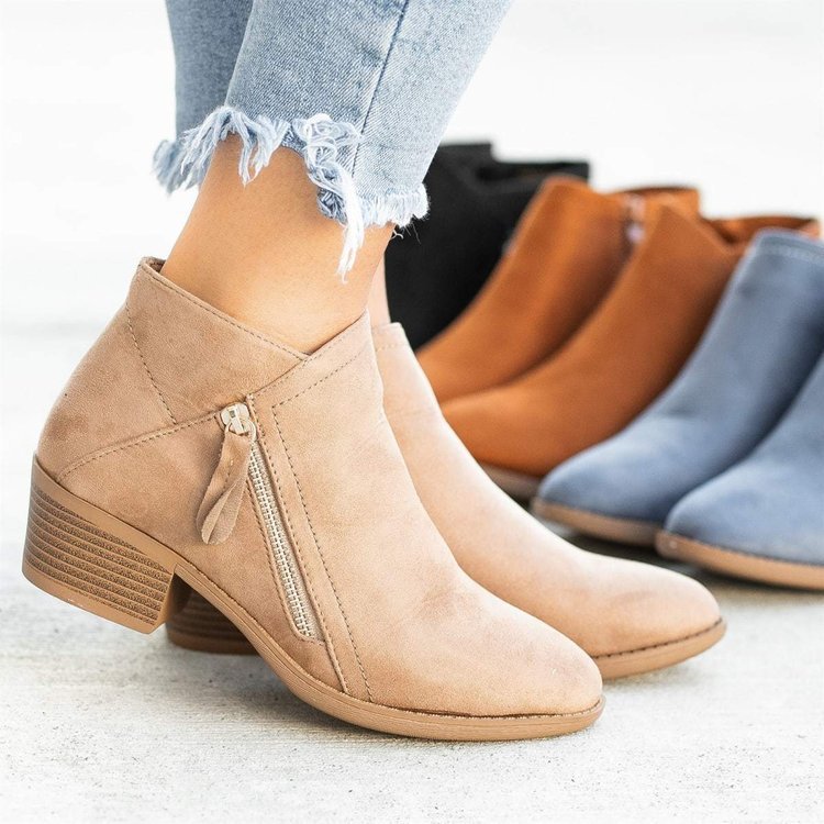 Chic Suede Side-Zip Ankle Boots