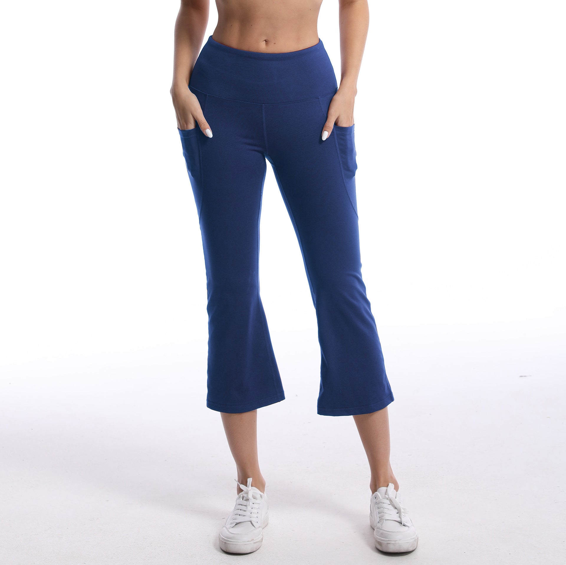 Excellent Nude Feel Cropped Yoga Leggings with Pockets & Hip Lift