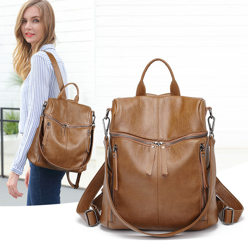 Stylish Everyday PU Leather Convertible Anti-Theft Backpack