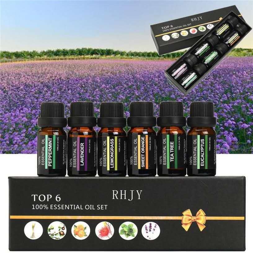 Aromatherapy Essential Oil Set - 6 Natural Scents