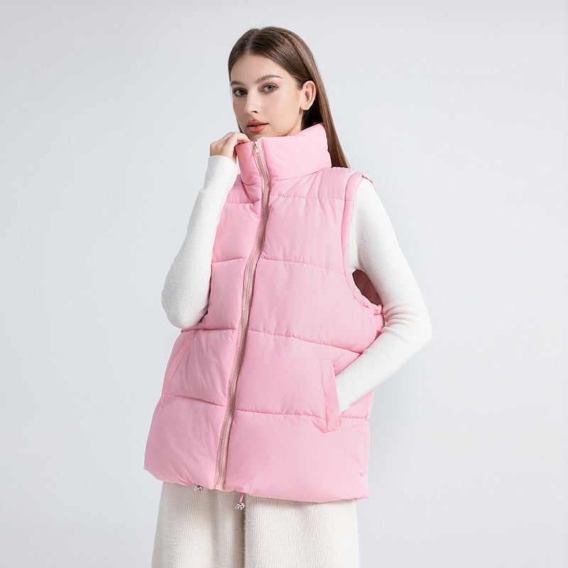 Cozy Thermal Padded Puffer Vest with Stand Up Collar and Pockets