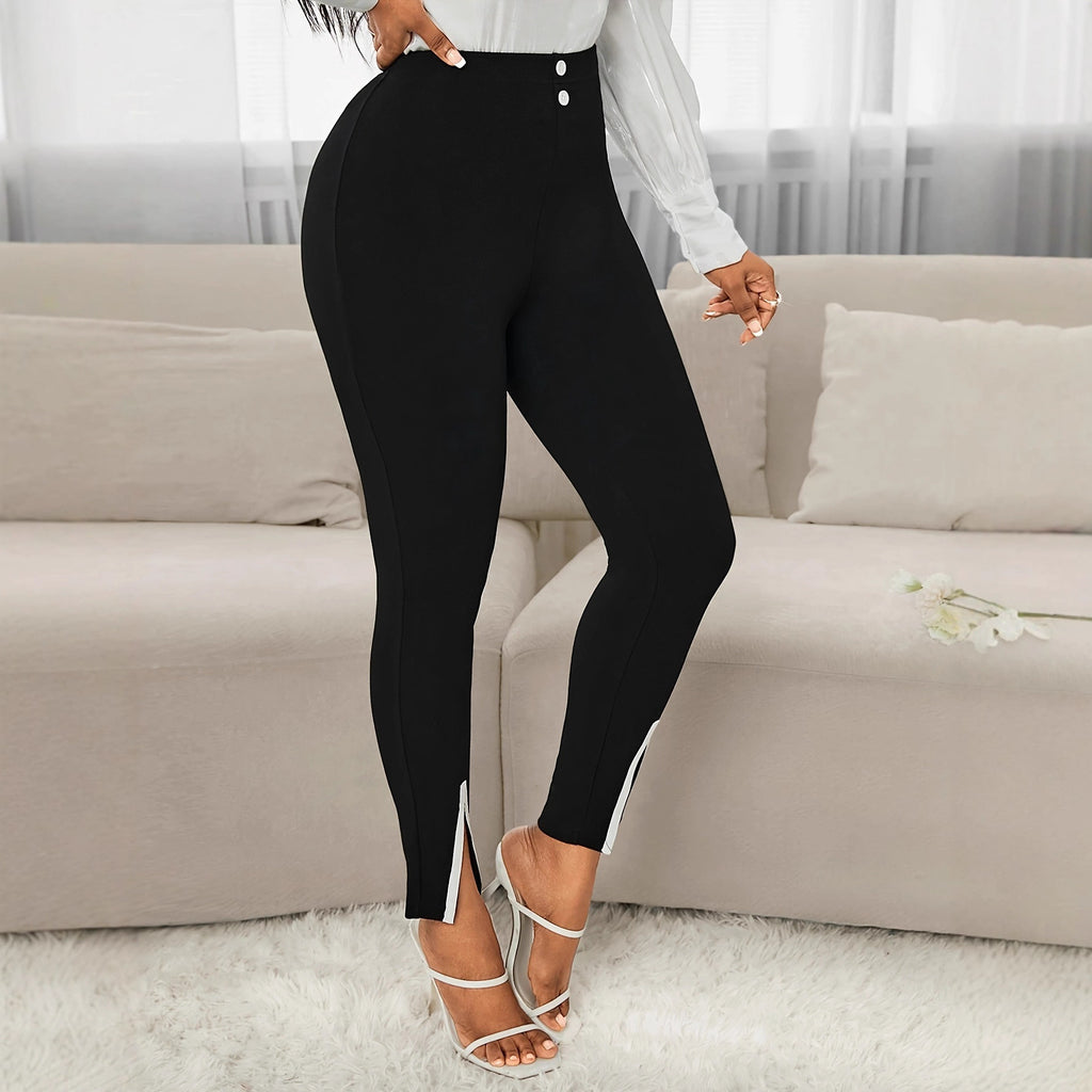 Elegant High-Waisted Slim-Fit Commuter Pants