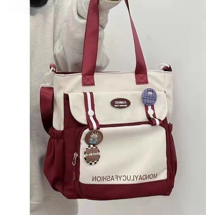 Versatile Oxford Commuter Tote & Crossbody Bag
