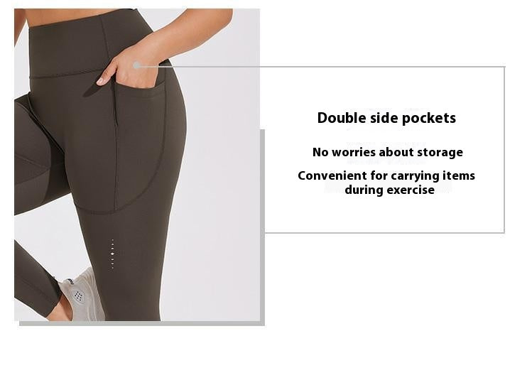 High Waist Hip Lift Yoga Leggings with Side Pockets for Active Fitness