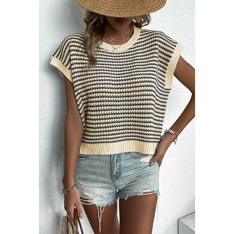Chic Striped Knit Vest Top Comfortable Everyday Style