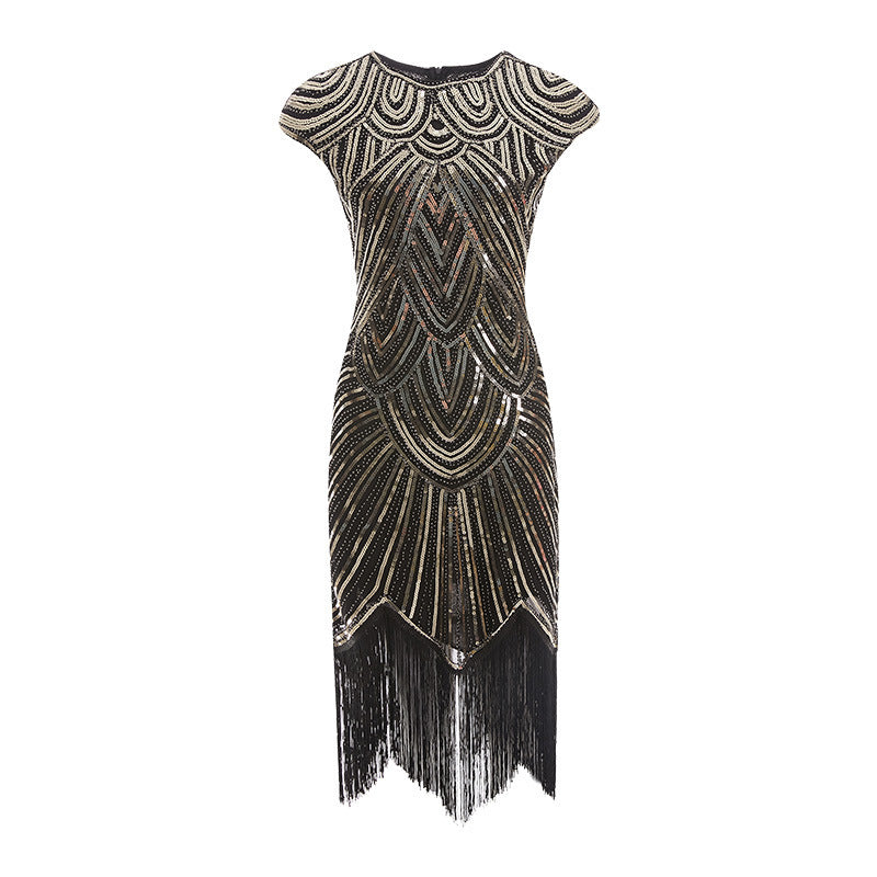 Elegant 1920s Flapper Sequin Fringe Dress - Gatsby Party Cocktail