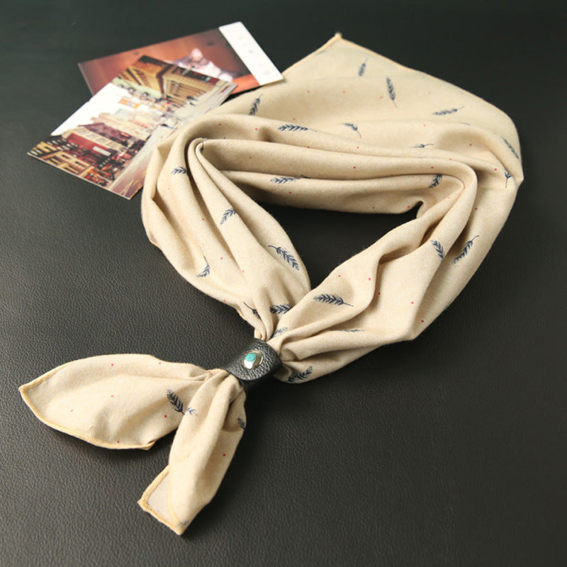 Elegant Women's Cotton Square Scarf - Bird Print