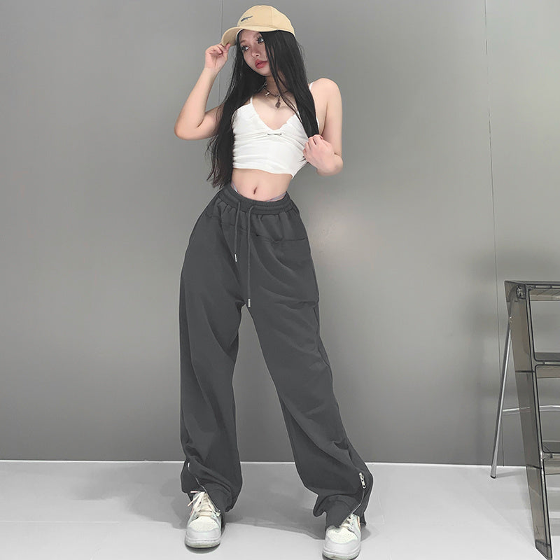 Women's High Waist Baggy Casual Trousers - Streetwear Style