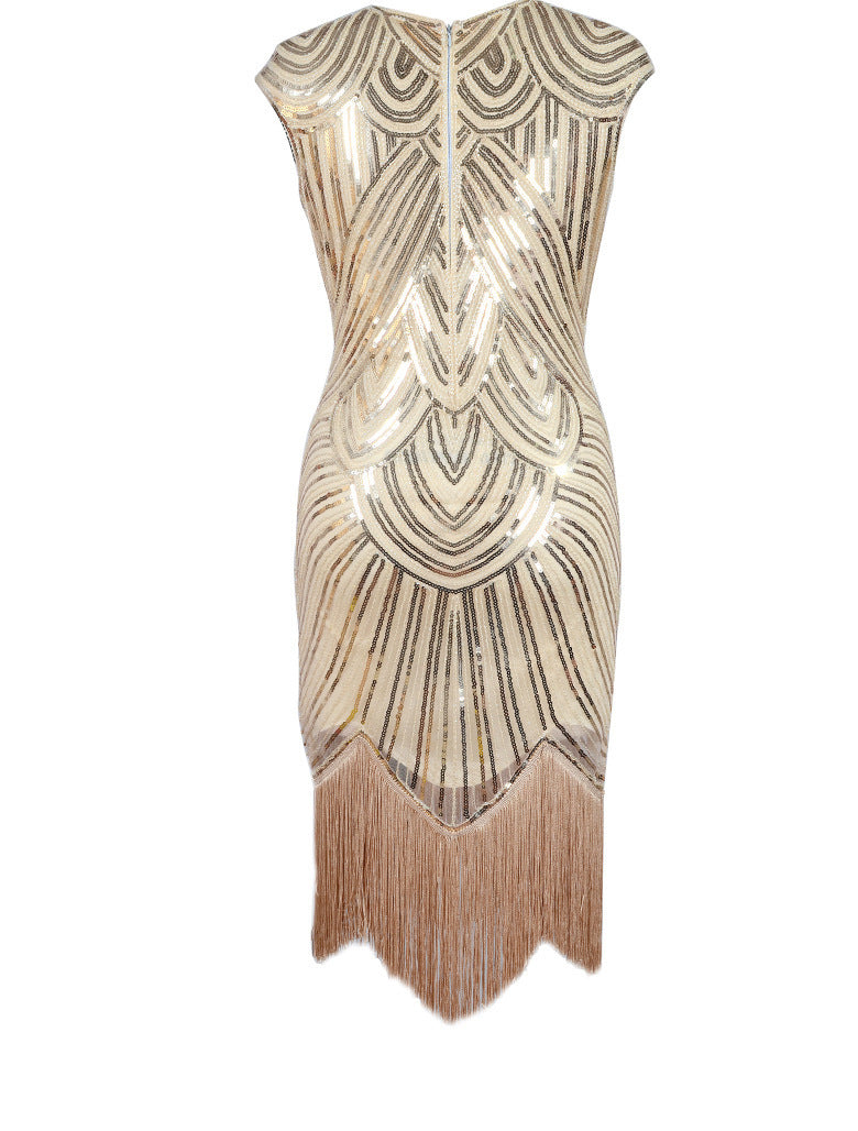 Elegant 1920s Flapper Sequin Fringe Dress - Gatsby Party Cocktail
