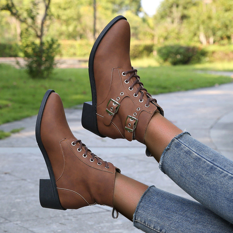 Ryder Buckle & Lace Ankle Boots